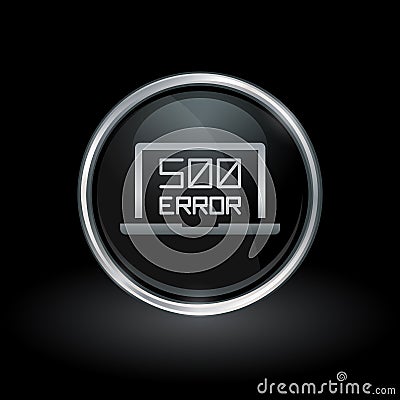 Internal server error icon inside round silver and black emblem Vector Illustration